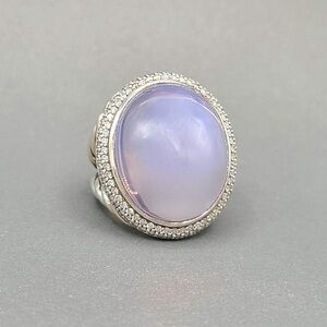 David Yurman Signature Oval Ring With Lavender Moonstone And Diamonds